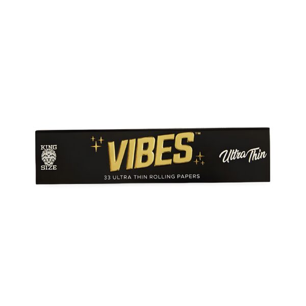 Paquet noir et doré de feuilles à rouler Vibes King Size Ultra Thin présenté par BUDDY BOO
