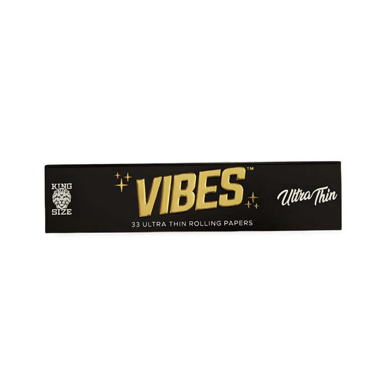Paquet noir et doré de feuilles à rouler Vibes King Size Ultra Thin présenté par BUDDY BOO