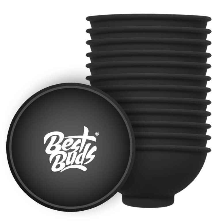 Empilement de bols en silicone noir BEST BUDS avec logo blanc, accessoire BUDDY BOO