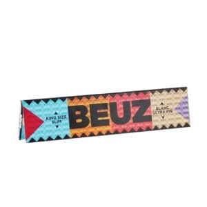Feuilles à rouler Beuz King Size Slim présentées par BUDDY BOO, papier blanc ultra fin