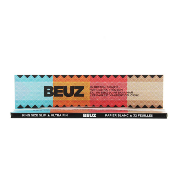 Paquet de feuilles Beuz King Size Slim BUDDY BOO, papier blanc ultra fin de qualité supérieure