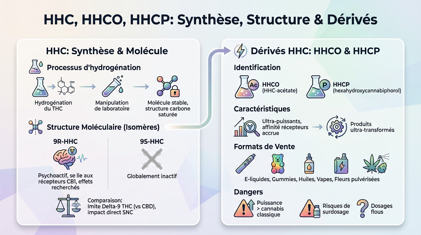 Structure moléculaire et synthèse chimique du HHC et de ses dérivés acétates