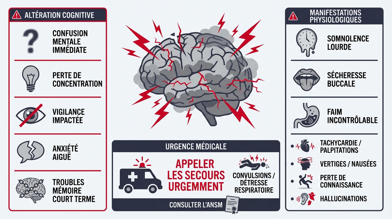 Schéma des risques cognitifs et symptômes d'urgence liés aux cannabinoïdes de synthèse