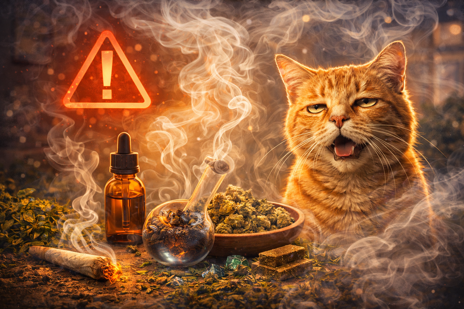 fumée cannabis chat